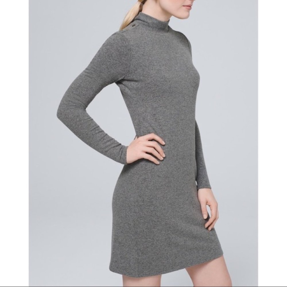 White House Black Market Gray Knit Sweater Dress (xxs)